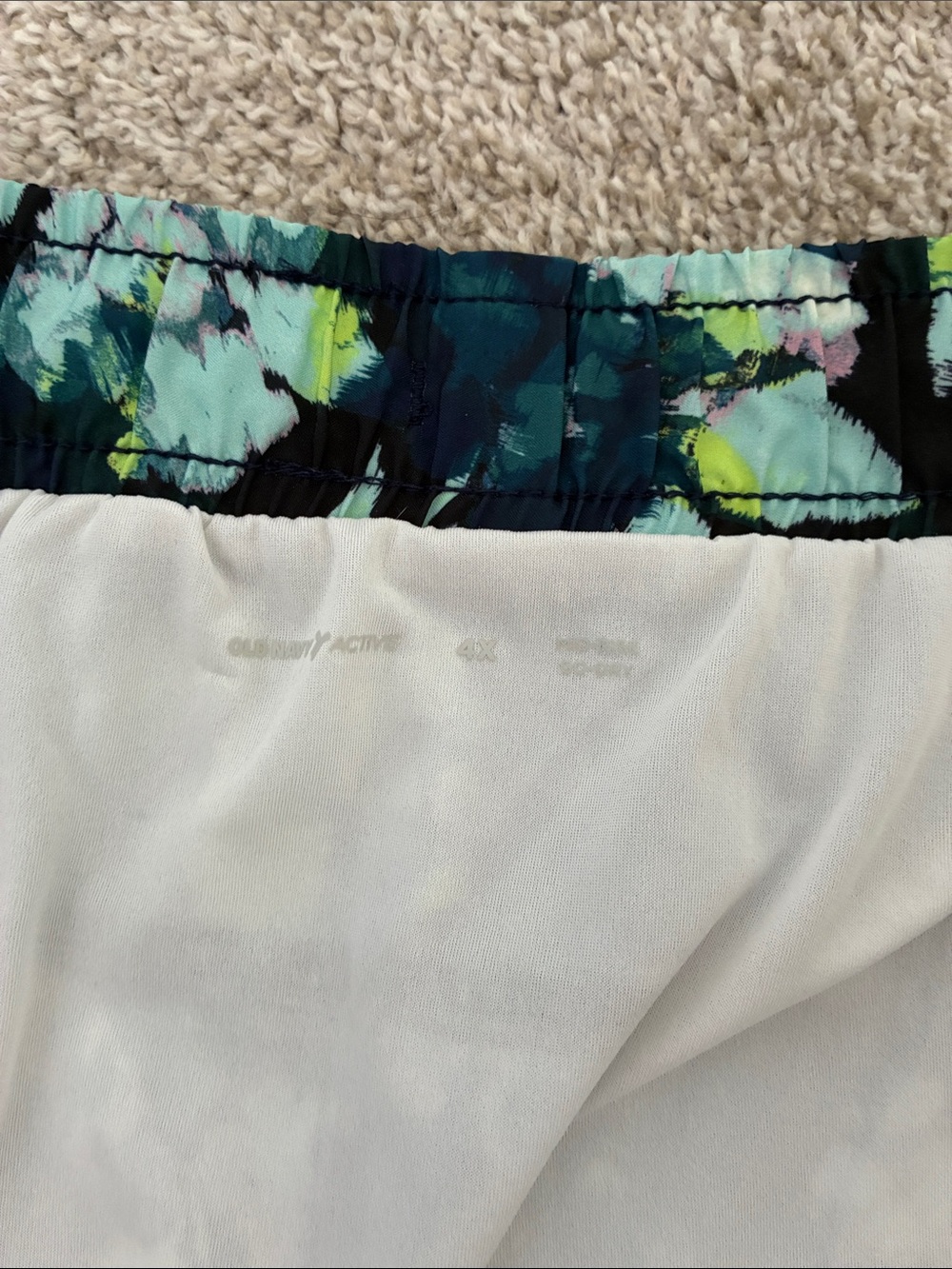 Old Navy Navy Floral Athletic Shorts with Lime Drawstring - Picture 2 of 7